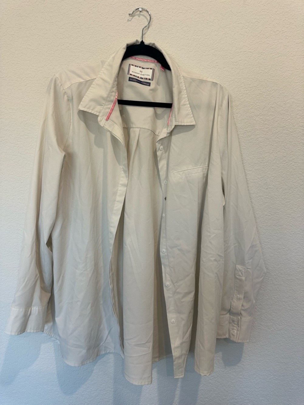 Modern Ambition Technical Travel Shirt Size XL lightweight cream long sleeve